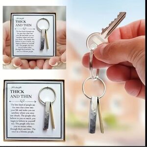 Silver and Gold Keychain with Inspirational Message